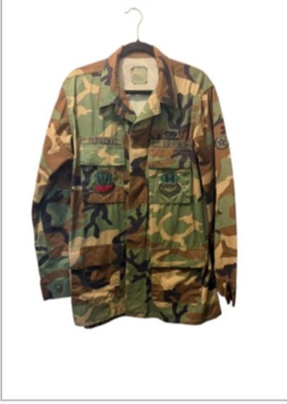 Vintage US Air Force M81 Woodland Camo BDU Combat Jacket with Patches